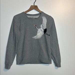 Lucky Brand Embroidered Crane pullover Small